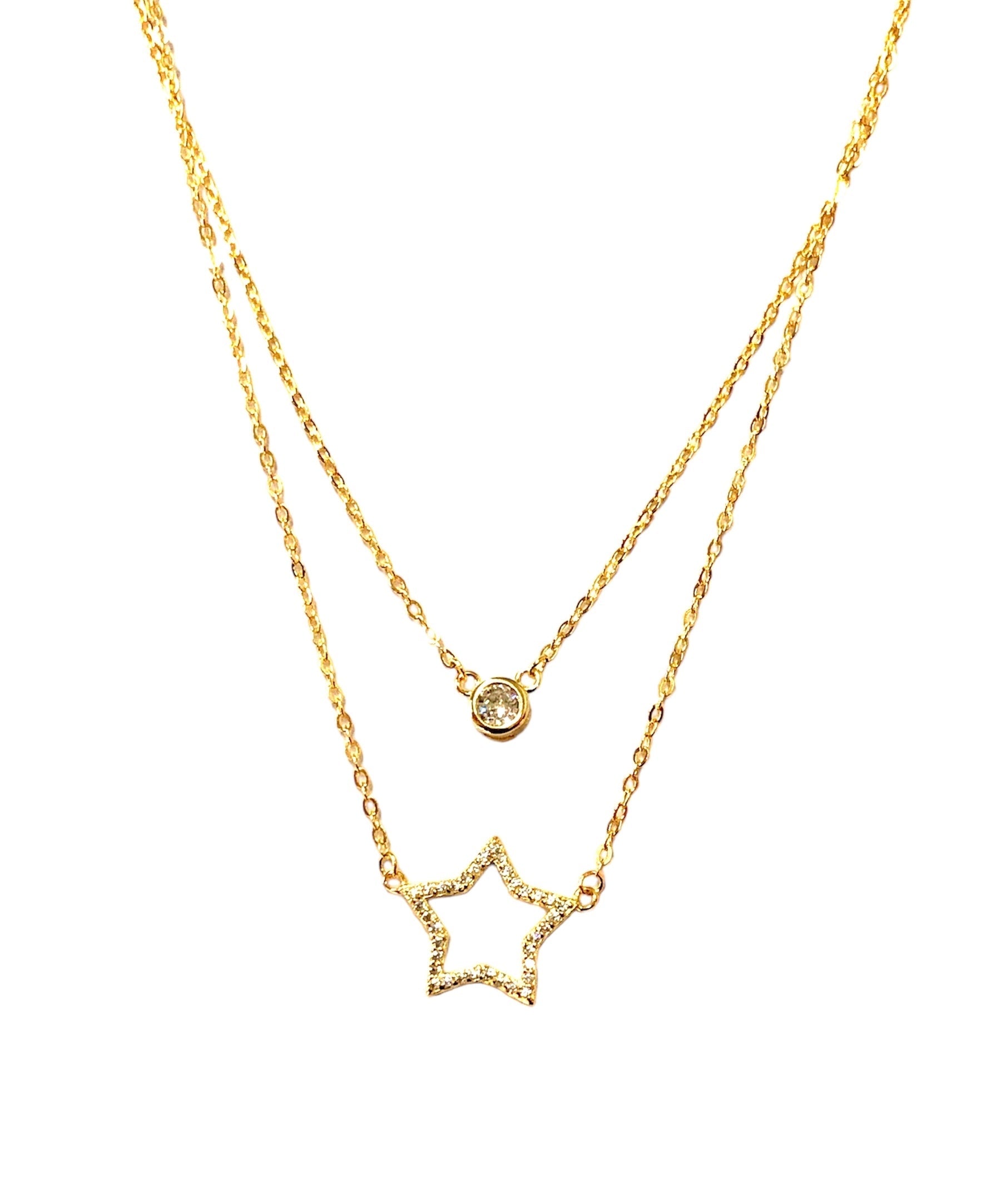 Collana con due fili con stella e punto luce